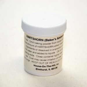 Hartshorn is still sold today, but does not contain deer horn anymore Image by house on the hill http://houseonthehill.net/baking-supplies/hartshorn-bakers-ammonia/